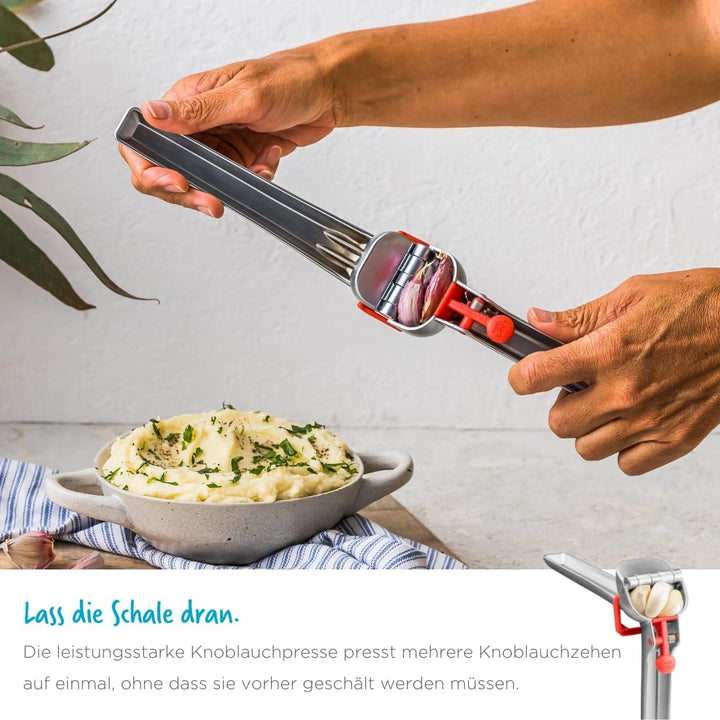 Dreamfarm GARJECT LITE Knoblauchpresse Edelstahl | Presst ungeschälten Knoblauch und ist selbstreini