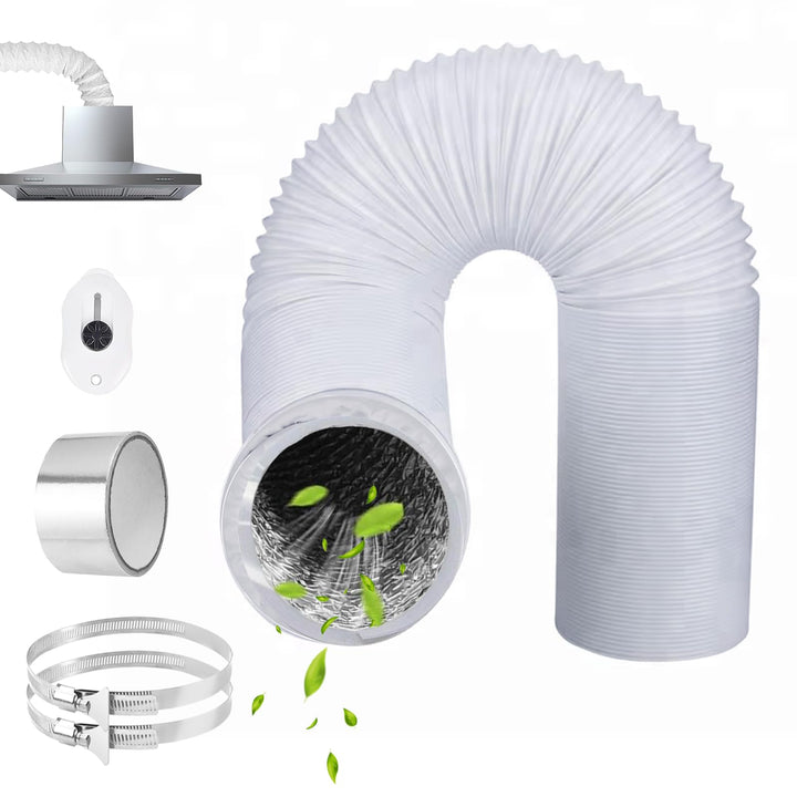 Abluftschlauch 80 mm Länge 6 M PVC Flexibel Alurohr Schlauch Aluminium Aluflexschlauch mit 2 Schlauc
