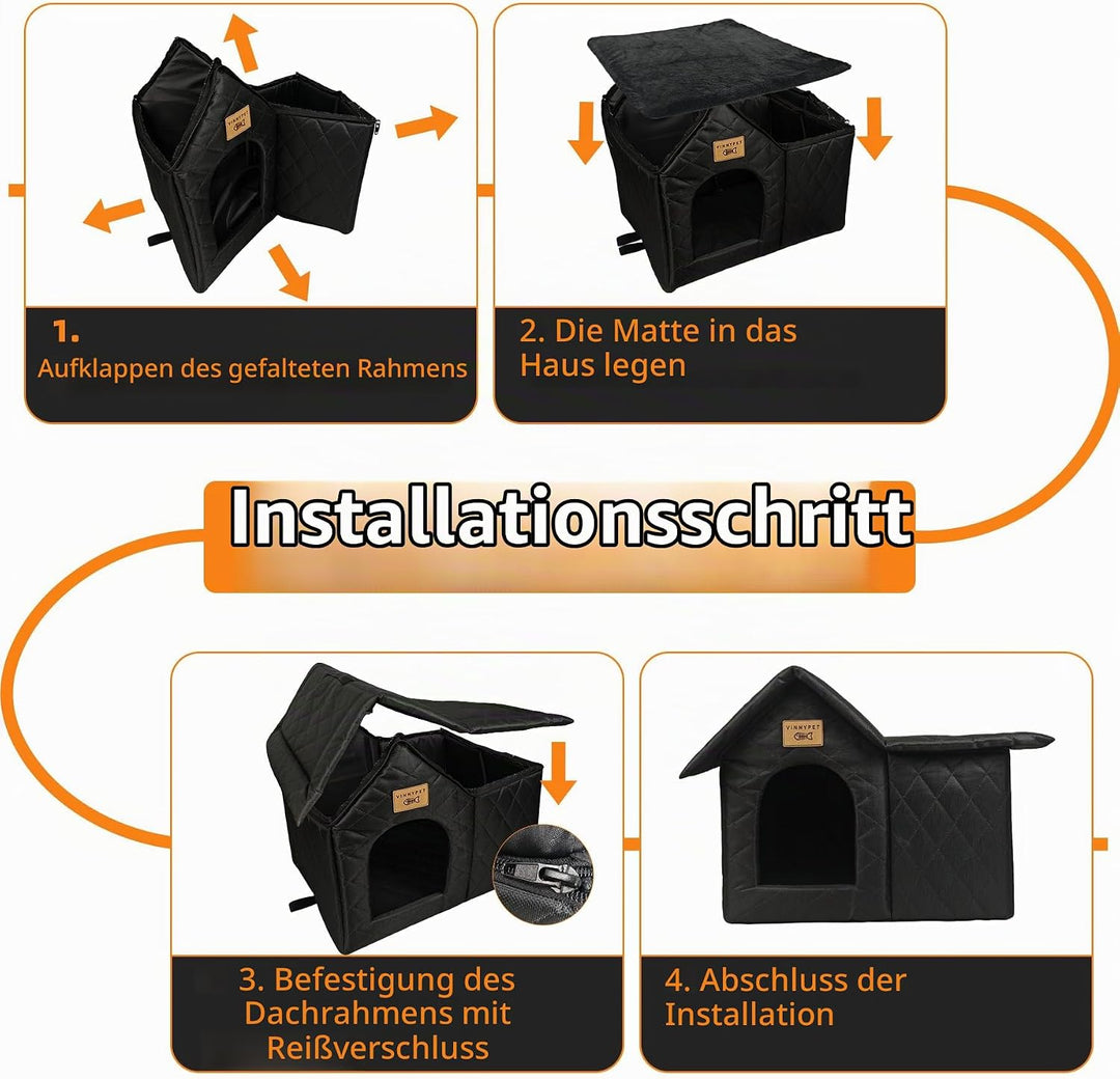 Luxus Katzenhaus Draussen Winterfest Wasserdicht Katzenhöhle Faltbare Wetterfester Haustierhaus Hund