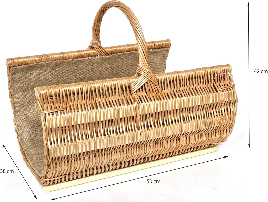 Tigana - Kaminkorb Holzkorb Kaminholzkorb aus Weide mit Jute 50 cm - 90150-50 1F