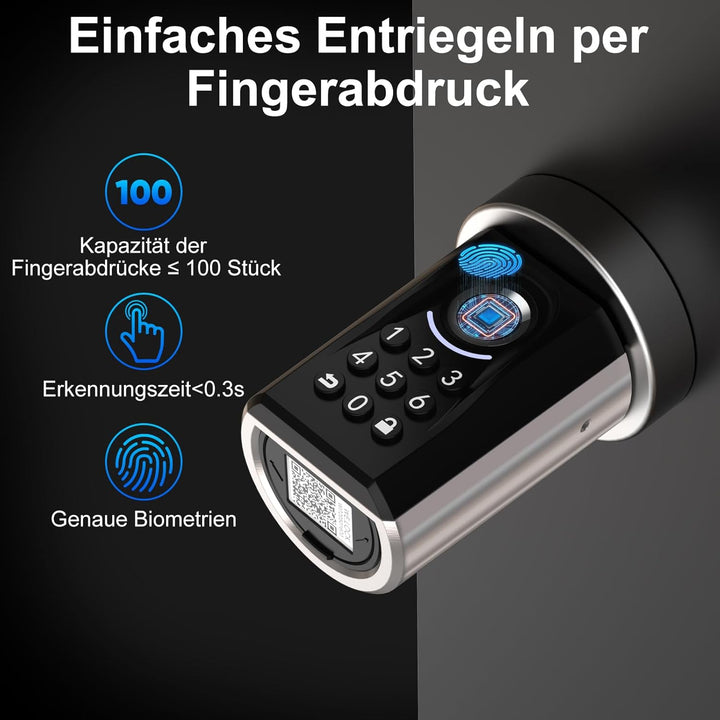 WELOCK ToucA51 Fingerabdruck Passwort Türschloss, Elektronisches Fingerabdruck Pin Code Schloss mit