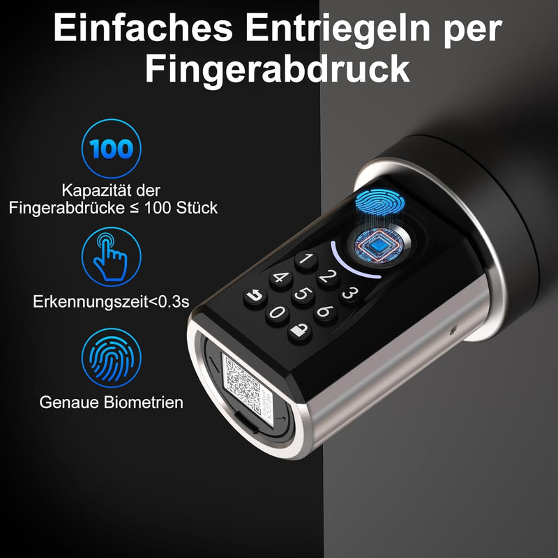 WELOCK ToucA51 Fingerabdruck Passwort Türschloss, Elektronisches Fingerabdruck Pin Code Schloss mit