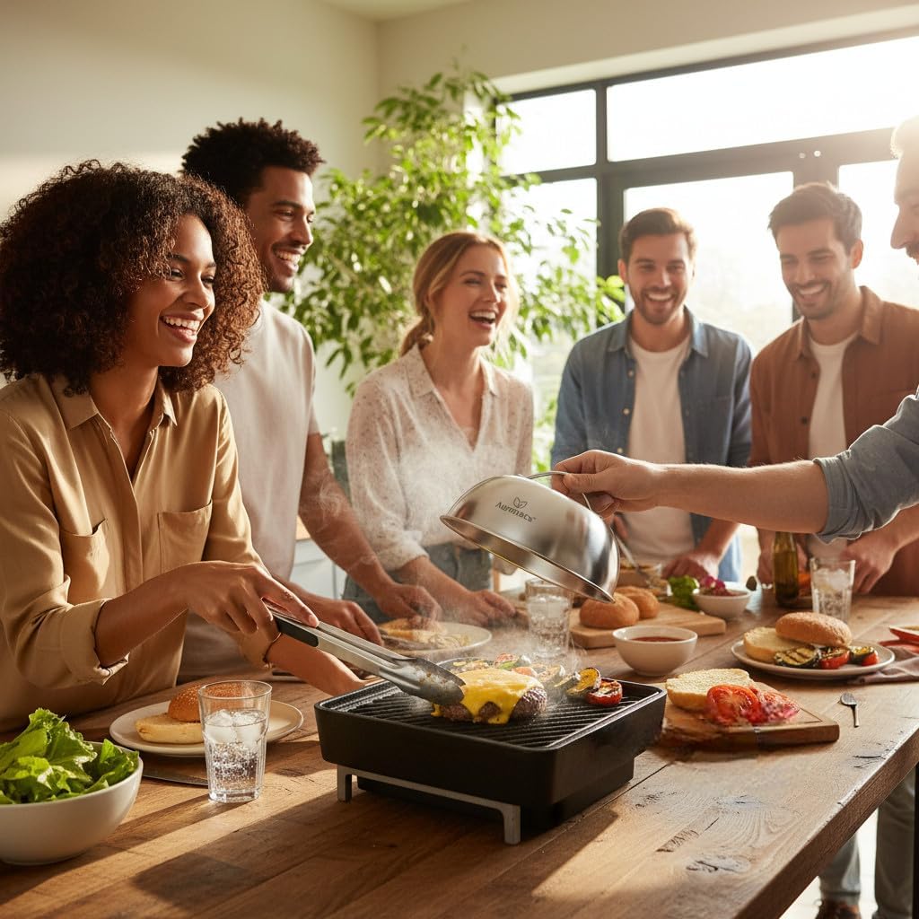 Texas | 2er Set Edelstahl Schmelz- & Garhauben (Ø 170 mm) | für Burger, Grill & Plancha | schnelles