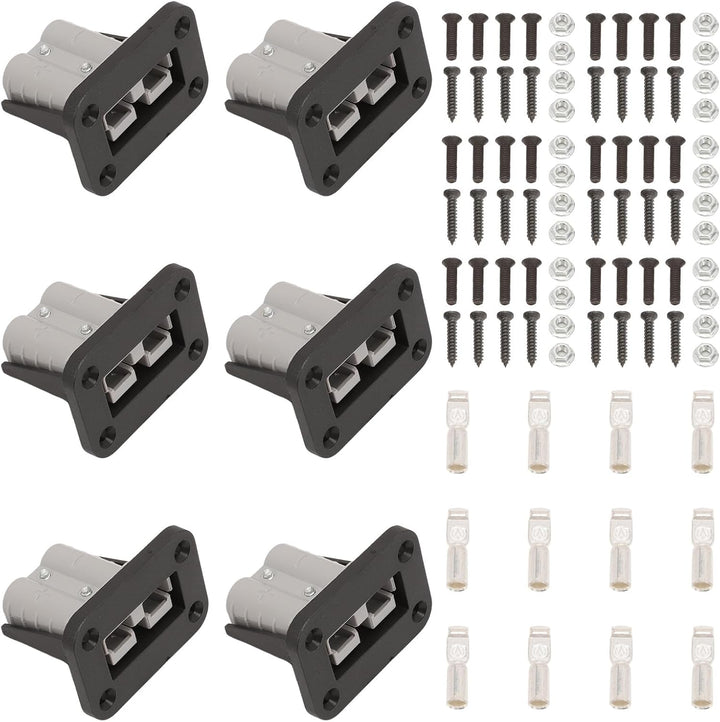 6 Stück Anderson Stecker 50A 600V, Batterie Schnelltrennstecker Hochstromstecker Mit Schutzkappe, Ba