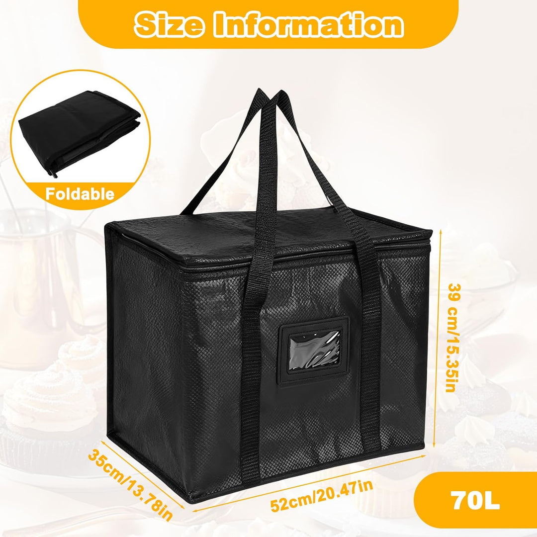 70L Gross Isolierte Kühltasche mit Reissverschluss, Faltbar Lebensmittel Thermotasche, Wiederverwend