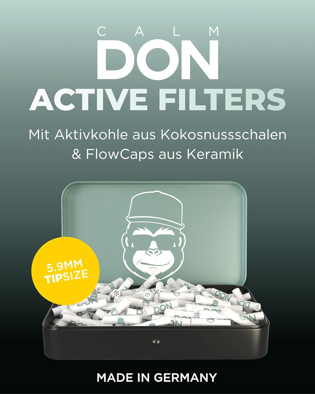CALM DON® Active Filter | Premium Aktivkohlefilter slim ø5.9mm mit Kokosaktivkohle [250 Filter], 250