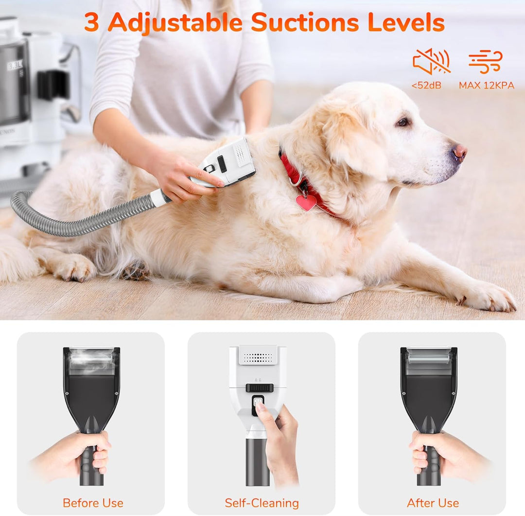 KACNON Hundeschermaschine mit Staubsauger (3.3L,13kPa) - All in one Haustierpflegeset - Leise Scherm