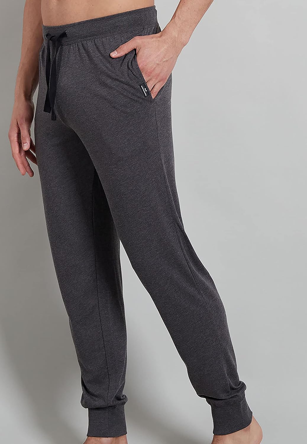 Götzburg Herren Lange-Hose, Baumwolle, Single Jersey, grau, melange, mit Bündchen L Anthra Melange,