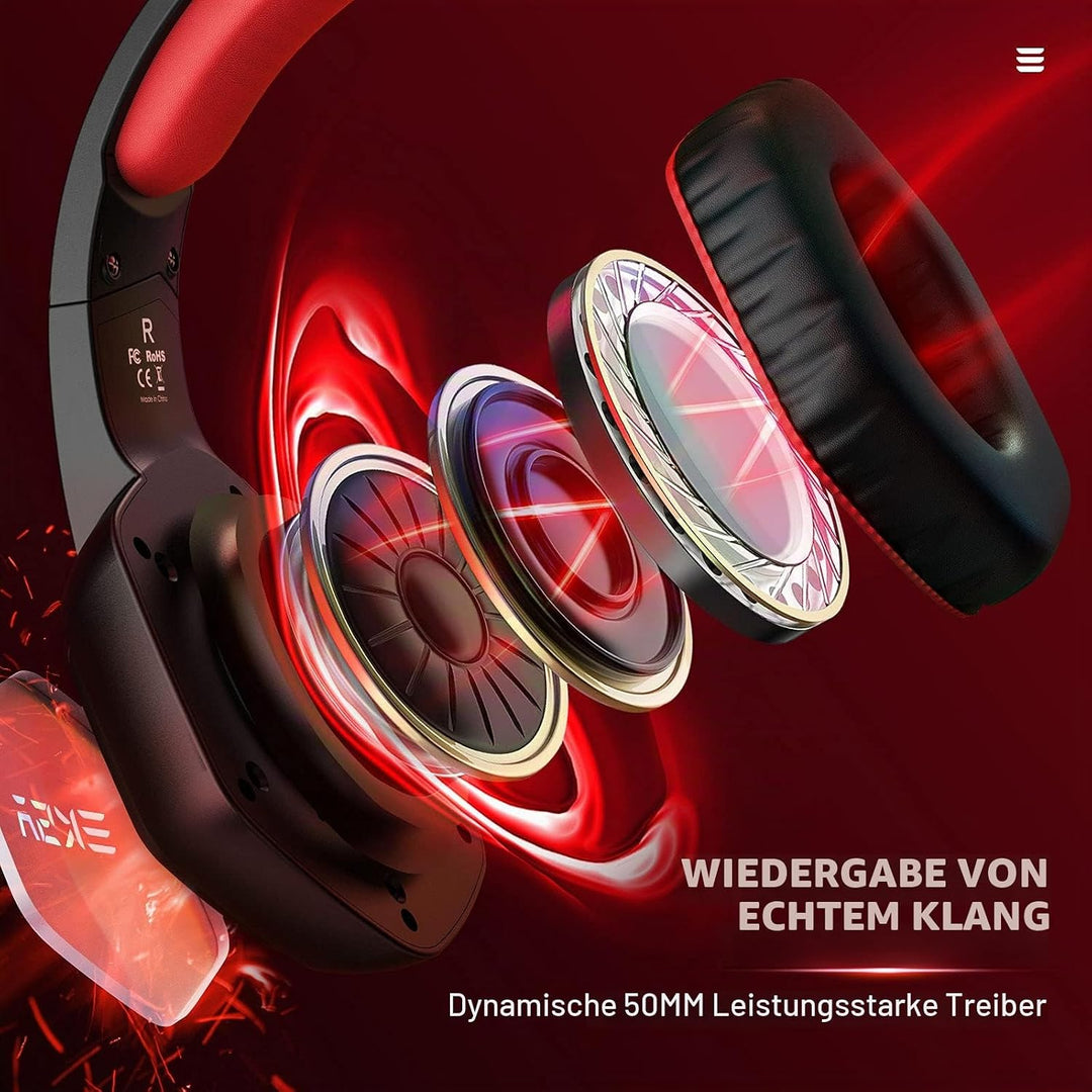 EKSA Gaming Headset, PC Headset mit Mikrofon 7.1 Surround Sound &amp; RGB Lichter, Kopfhörer mit Kabel R