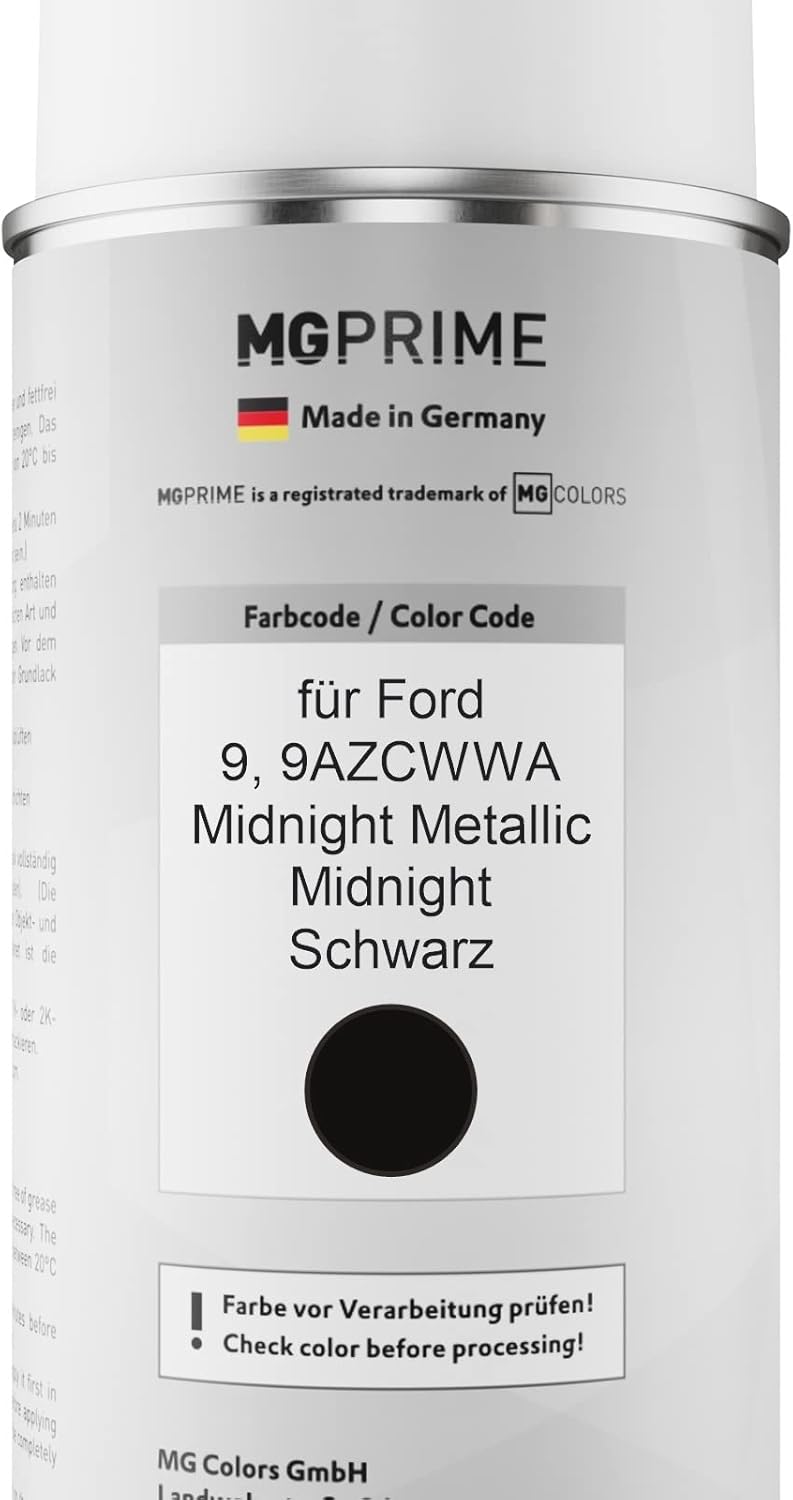 MG PRIME Autolack Sprühdosen Set für Ford 9 / 9AZCWWA Midnight Metallic/Midnight Schwarz Basislack K