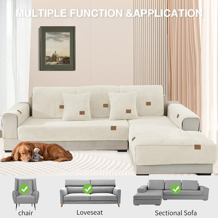 LINGKY Samt Sofabezug 1 2 3 4 Sitzer, L Form Sofaüberwurfe, Ecksofa Sofa überzug Pets Dog Couch über