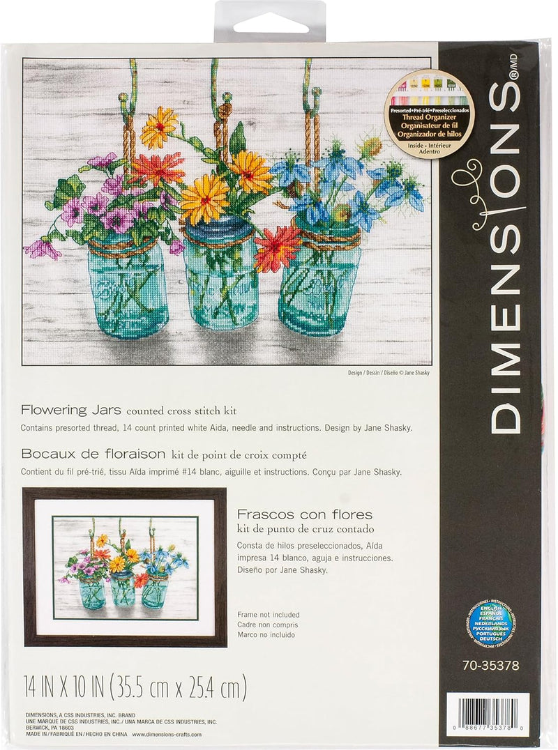 Dimensions D70-35378 Flowers in Mason Kreuzstich-Set, 14-fädiger Aida-Stoff, 35,6 x 25,4 cm Counted