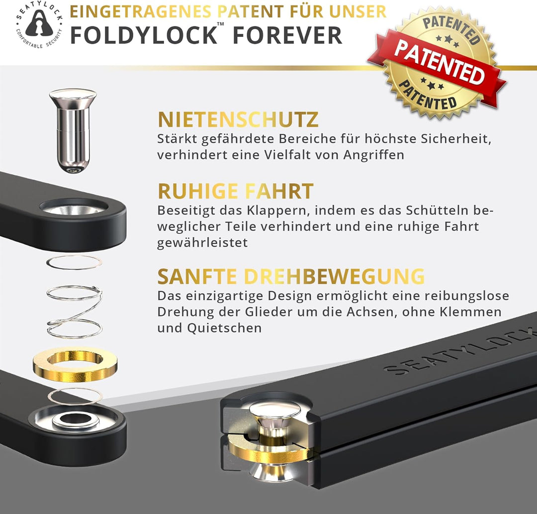 FoldyLock Forever Fahrradschloss mit Schlüssel – Patentiertes Faltschloss mit Halterung - Testsieger