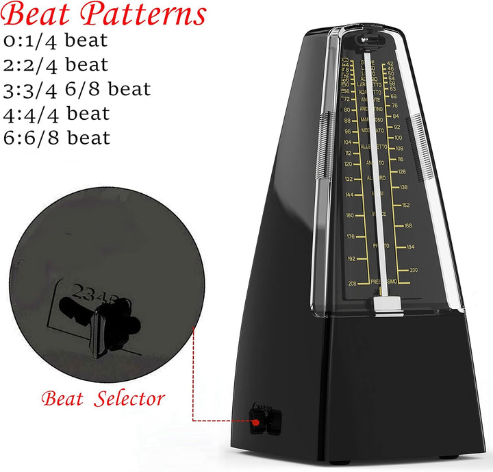 SOLO Mechanisches Metronom mit Akzentglocke, Präziser Takt und Kräftiger Klang, geeignet für Klavier