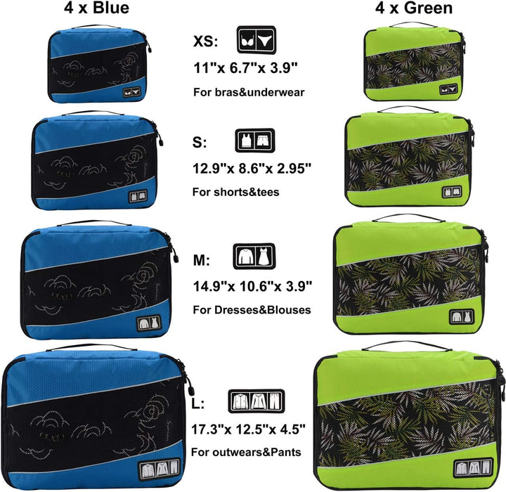 Idesort, Kofferorganizer blau/grün Einheitsgrösse 8er-set – Blau/Grün, 8er-set – Blau/Grün