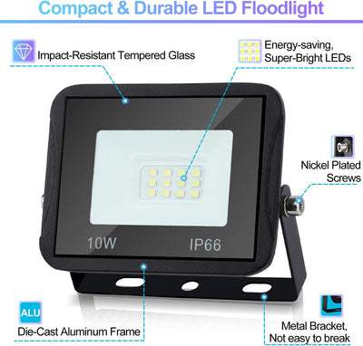 Lospitch 2 Stück 10W LED Scheinwerfer, SMD LED Flutlicht Leuchtmittel Strahler Fluter IP66 Flutlicht