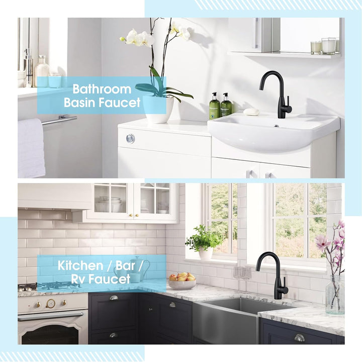 CREA Wasserhahn Bad, 360° Drehbare Waschtischarmatur Bad, Waschenbecken Armatur mit Hohem Auslauf, M