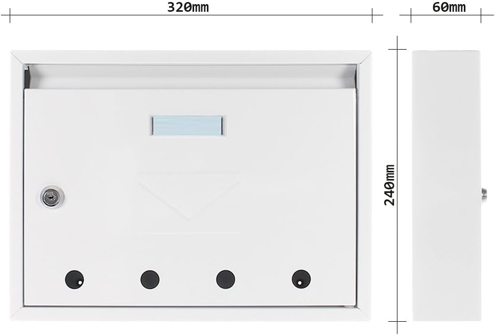 Profirst Mail PM 100 Briefkasten weiss Zylinderschloss 2 Schlüssel Stahlblech (HxBxT) 320x250x85 mm