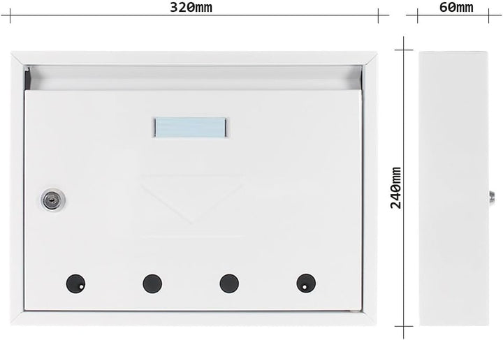 Profirst Mail PM 100 Briefkasten weiss Zylinderschloss 2 Schlüssel Stahlblech (HxBxT) 320x250x85 mm