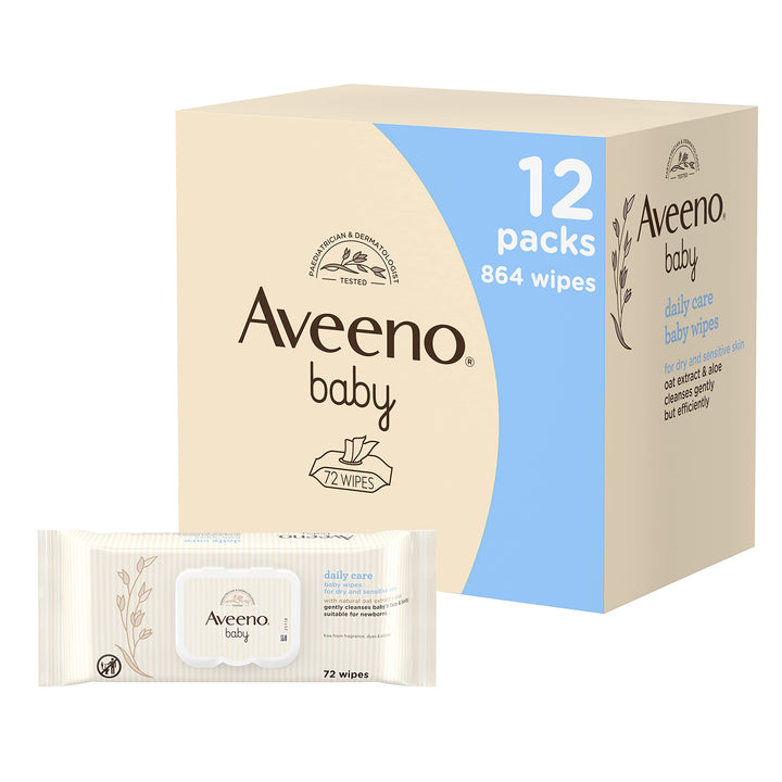 Aveeno Baby Daily Care Wipes Sensitive Skin Cleanse Gently And Efficiently Baby Essentials, White, 1