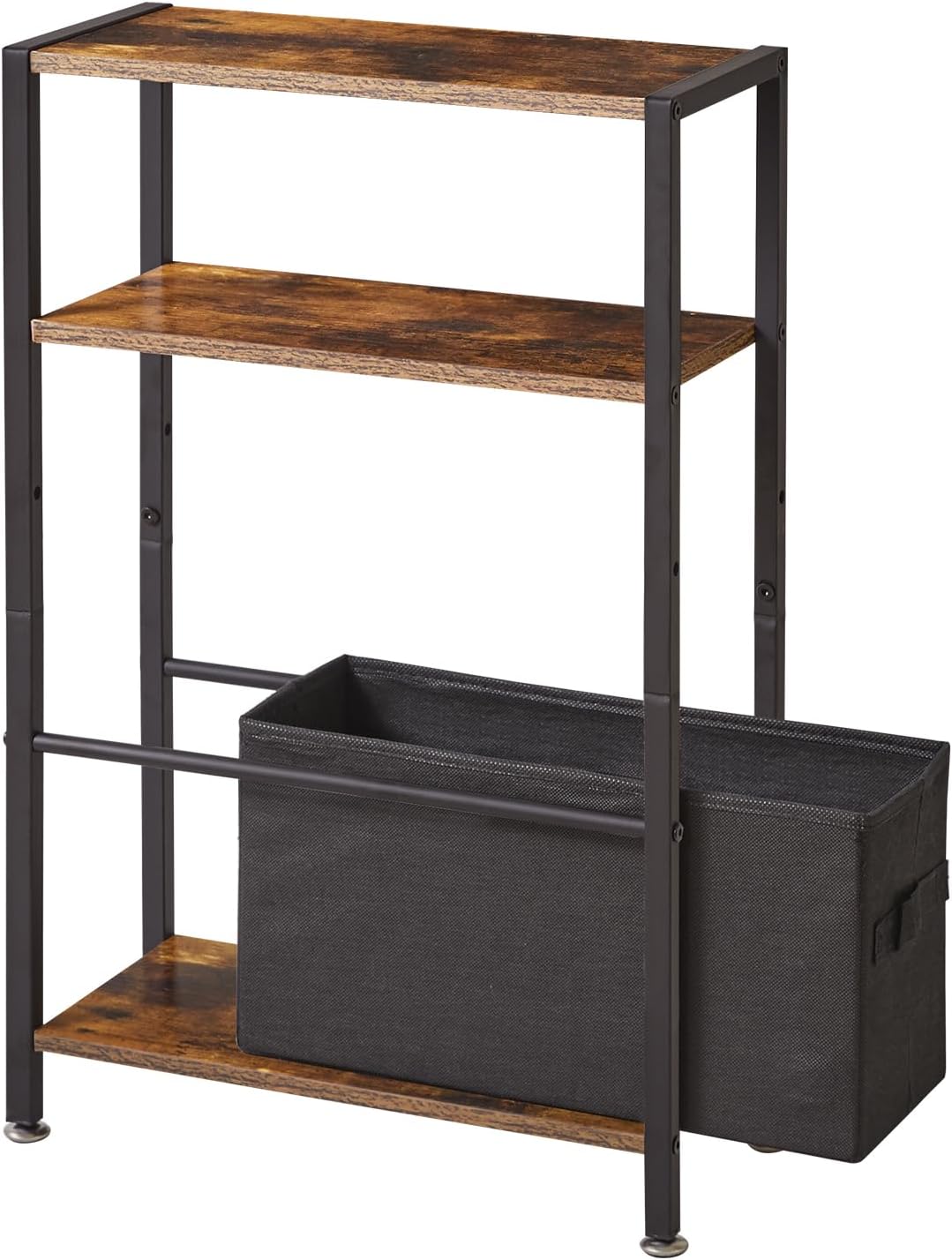 Beistelltisch, 3-stufiger Kleiner Schmaler Sofatisch mit Ablagefach, Schlanke Couchtisch mit Stoffko