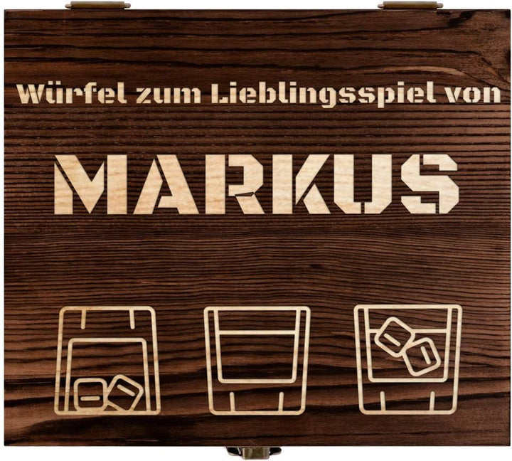Maverton Whisky Steine Set - in Holzbox mit Gravur - 8 Eiswürfel &amp; 2 Whisky Gläser - wiederverwendba