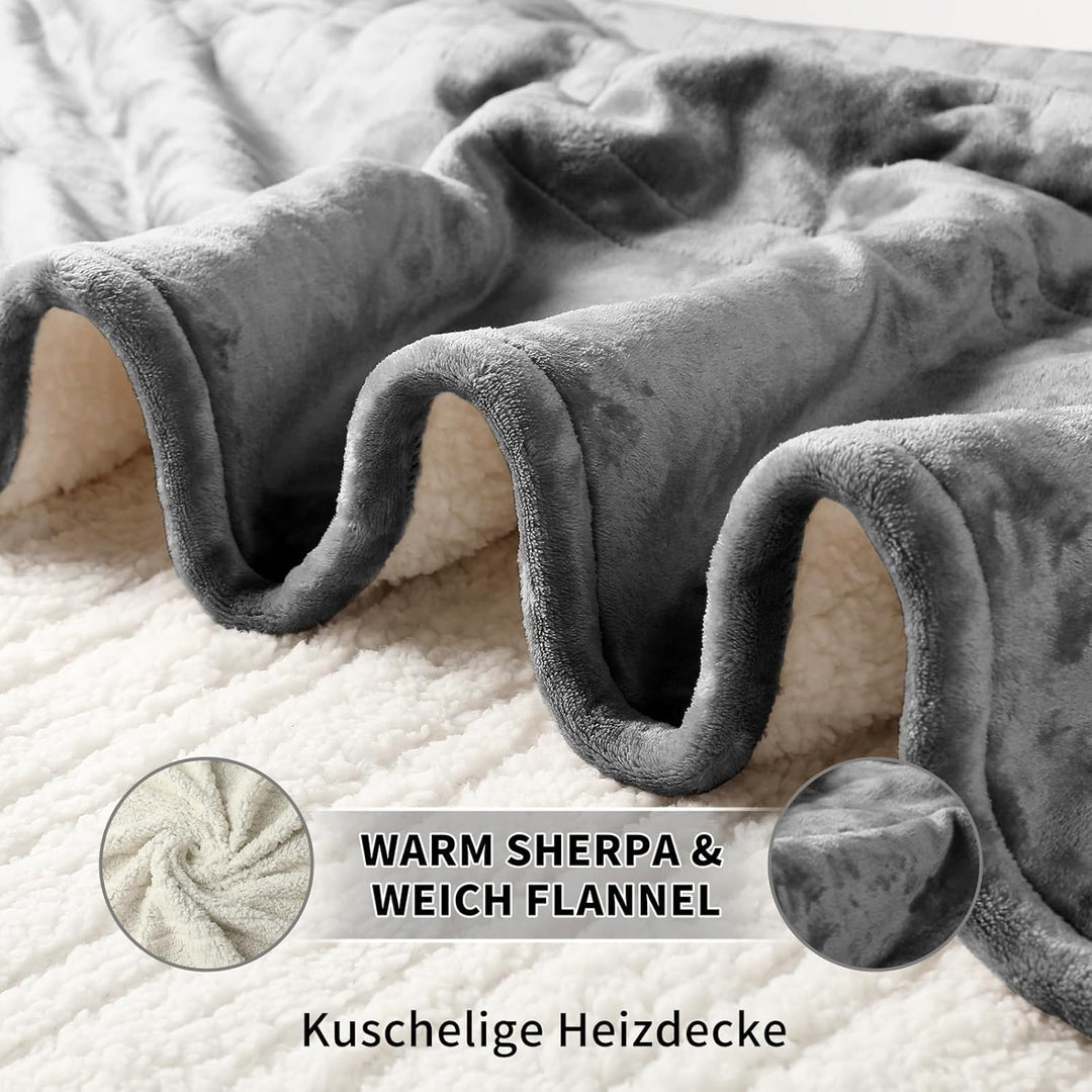 ESTINGO Heizdecke XXL 200x150cm, Elektrische Wärmedecke für Doppelbett, 6 Heizstufen, 10h Timer, Abs