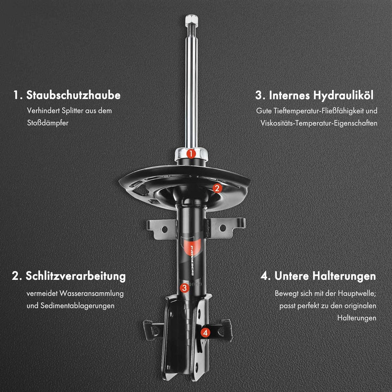 Frankberg 2x Stossdämpfer Gasdruck Vorderachse Kompatibel mit Laguna II BG0/1 1.6L-2.9L 2001-2007 La