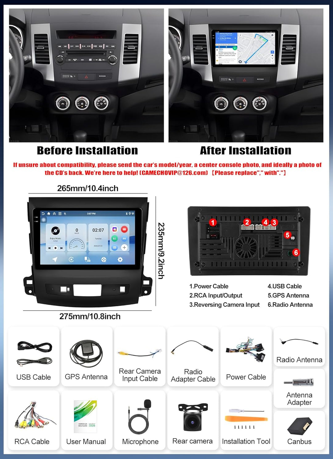 CAMECHO 4G+64G Android 15 Autoradio für Mercedes Benz Vito 3 W447 (2014-2020) mit Navi Carplay Andro