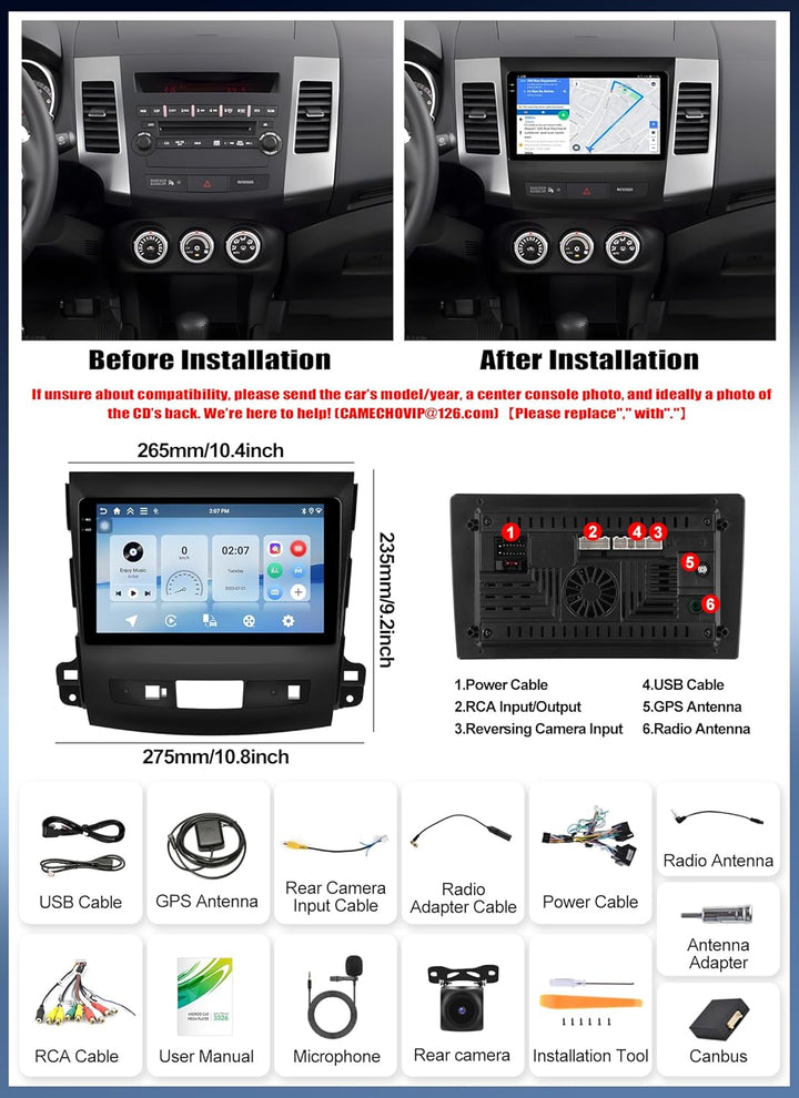 CAMECHO 4G+64G Android 15 Autoradio für Mercedes Benz Vito 3 W447 (2014-2020) mit Navi Carplay Andro