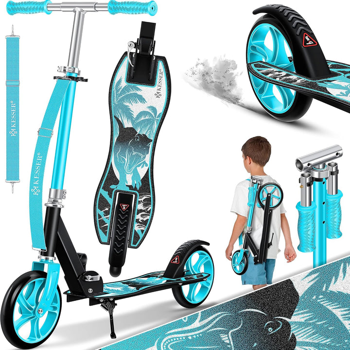 KESSER® Scooter Roller Kinderroller Cityroller Tretroller Kickroller Kickscooter Dino (Türkis), Dino