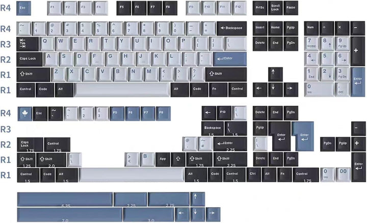 Sumgsn Keycaps 169 Keys Double Shot ANSI/ISO Layout Cherry Profile Arctic Keycap for Cherry MX Switc