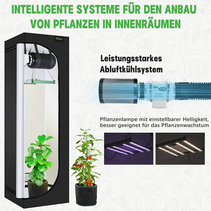 Grow Set Komplettset, Led Grow Tent Kit,120W LED Grow Lampe Vollspektrum,Komplettes Hydroponics 600D