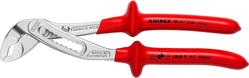 KNIPEX Alligator, VDE Wasserpumpenzange | Rohrzange, Chrom-Vanadium mit tauchisolierten Griffen, Ros