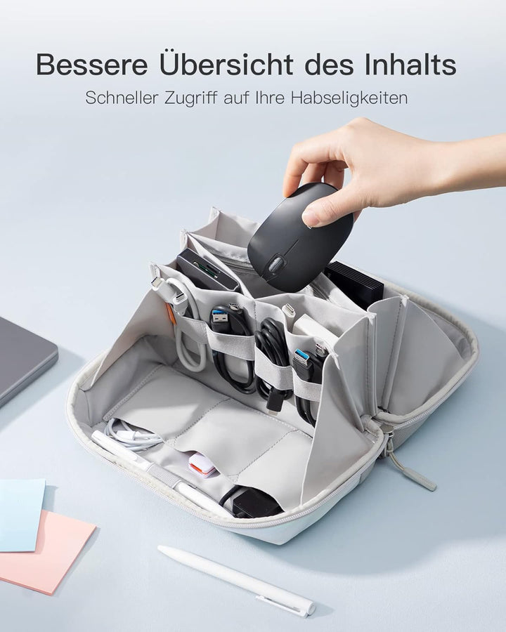 Inateck Elektronik Case, Spritzwassergeschützte Zubehörtasche, Gadget Organizer Tasche, USB Kabel Or