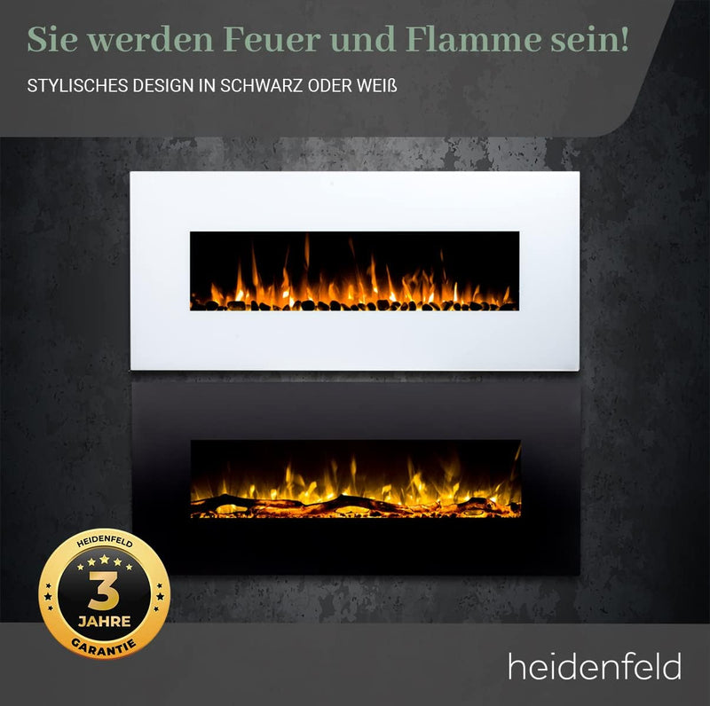 Heidenfeld Elektrokamin HF-WK300 - 𝟯 𝐉𝐀𝐇𝐑𝐄 𝐆𝐀𝐑𝐀𝐍𝐓𝐈𝐄 - 1500 Watt - LED Kamin mit 10 Farben - Fernbedi