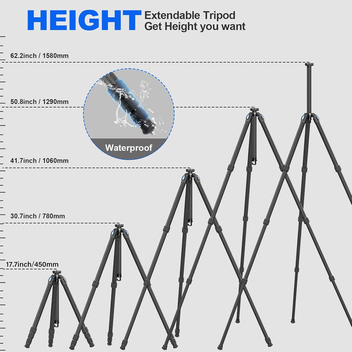SIRUI AM124 Carbon Reise Stativ mit AM01 Kugelkopf, dreieckige Mittelsäule,leichtes Kamerastativ/Rei