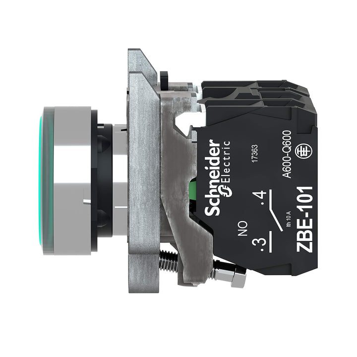 Schneider Electric | XB4BW33M5 - Leuchtdrucktaster, grün, flach, 1S+1Ö, tastend, 220-240V 50/ bei 60
