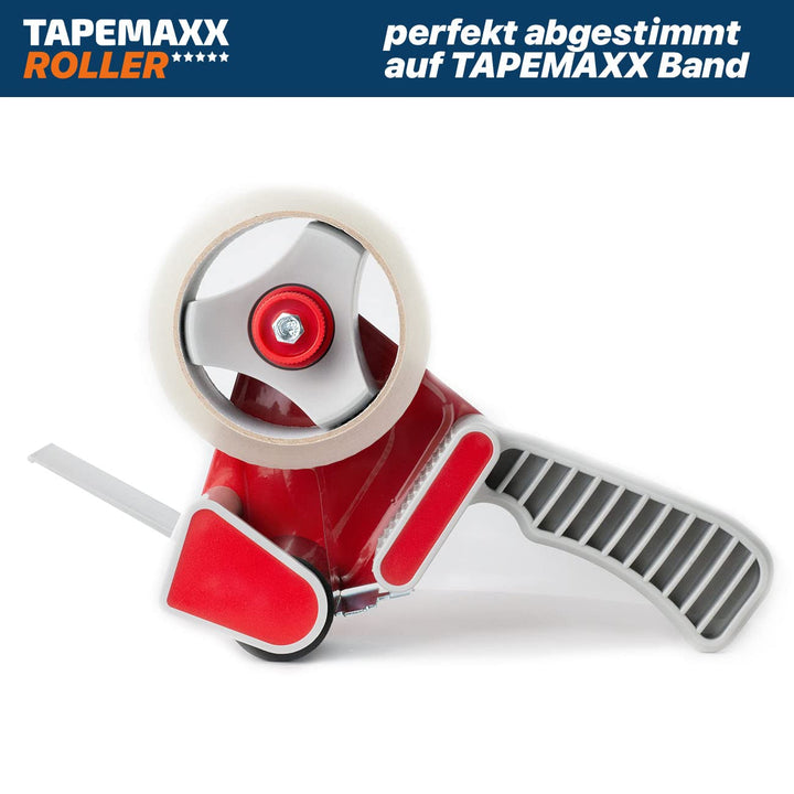 TAPEMAXX ROLLER 1 Abroller Set mit 12 Rollen TAPEMAXX PLUS Paketklebeband Transparent Leise 48mm x 6