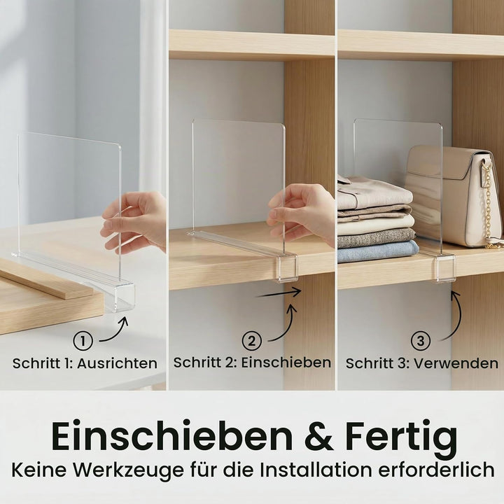 12 Stück Transparente Acryl Regaltrenner: Multifunktionaler Kleiderschrank Organizer - 30 x 20 cm Re