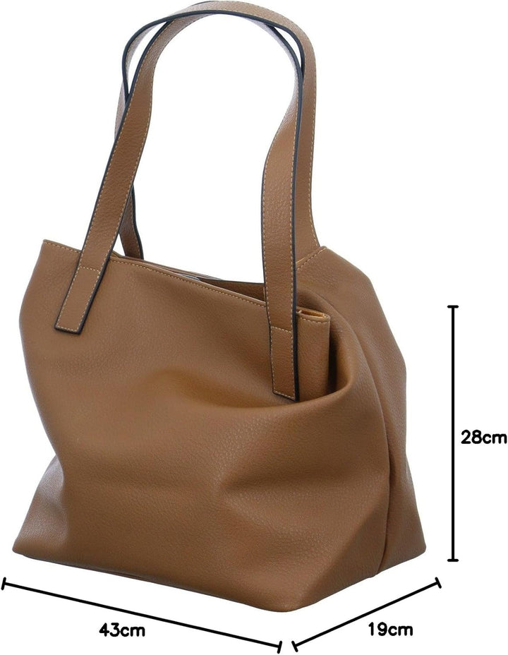 TOM TAILOR bags Miri Zip Damen Shopper Umhängetasche Reissverschluss Cognac, Cognac