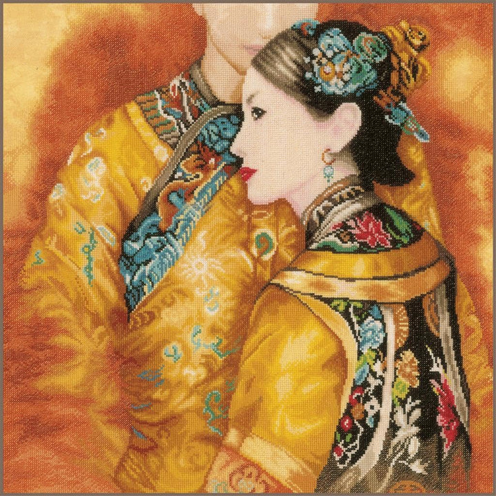 Lanarte Zählmusterpackung Asiatisches Paar Kreuzstichpackung, Baumwolle, Mehrfarbig, 49 x 45 x 0.3 c