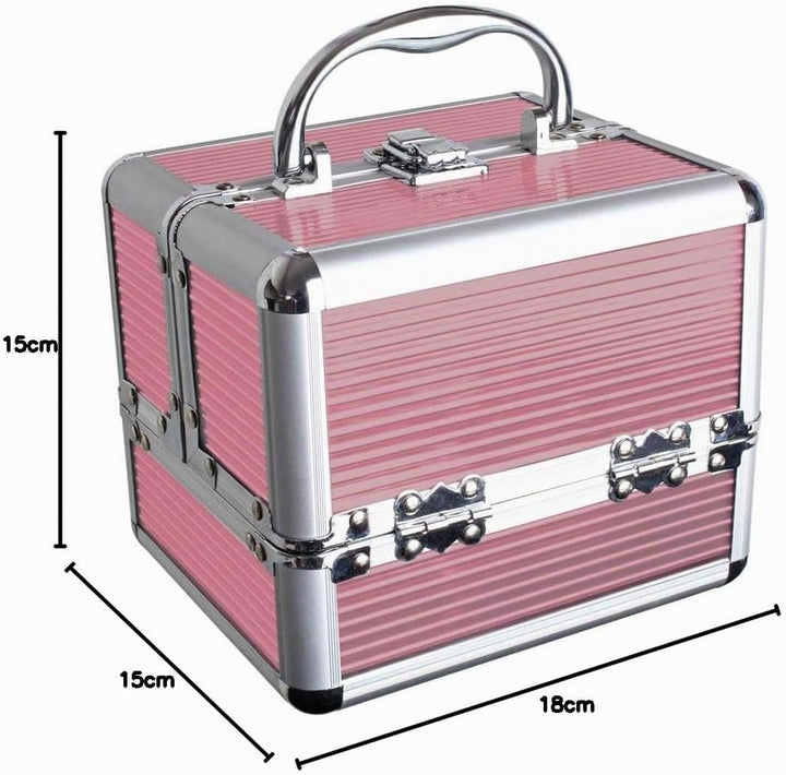iGadgitz Home Mini Klein Aluminium Kosmetikkoffer, Schminkkoffer, Beautycase, Makeupbox - 4X ausklap