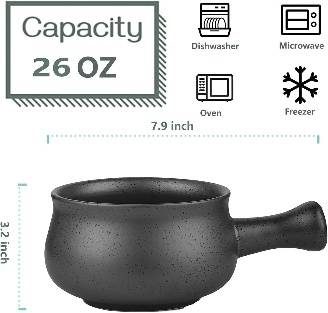 vicrays, Kunststoff, French Onion Suppenschalen mit Griffen, 740 ml für Suppe, Chili, Rindfleischein