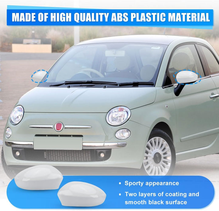 1 Paar Auto Rückspiegel Abdeckung Ersatz für Fiat 500 500C 500E 2007-2024, Aussenspiegel Spiegelkapp