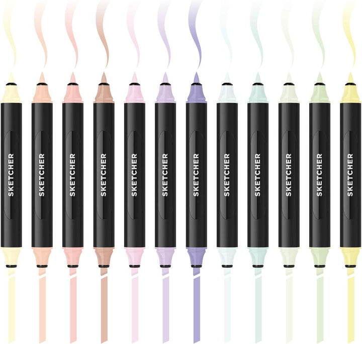 Molotow Sketcher Twinmarker Pastell Kit (Brush Tip &amp; 3mm Keilspitze, farbintensive Aqua Pro Tinte, s