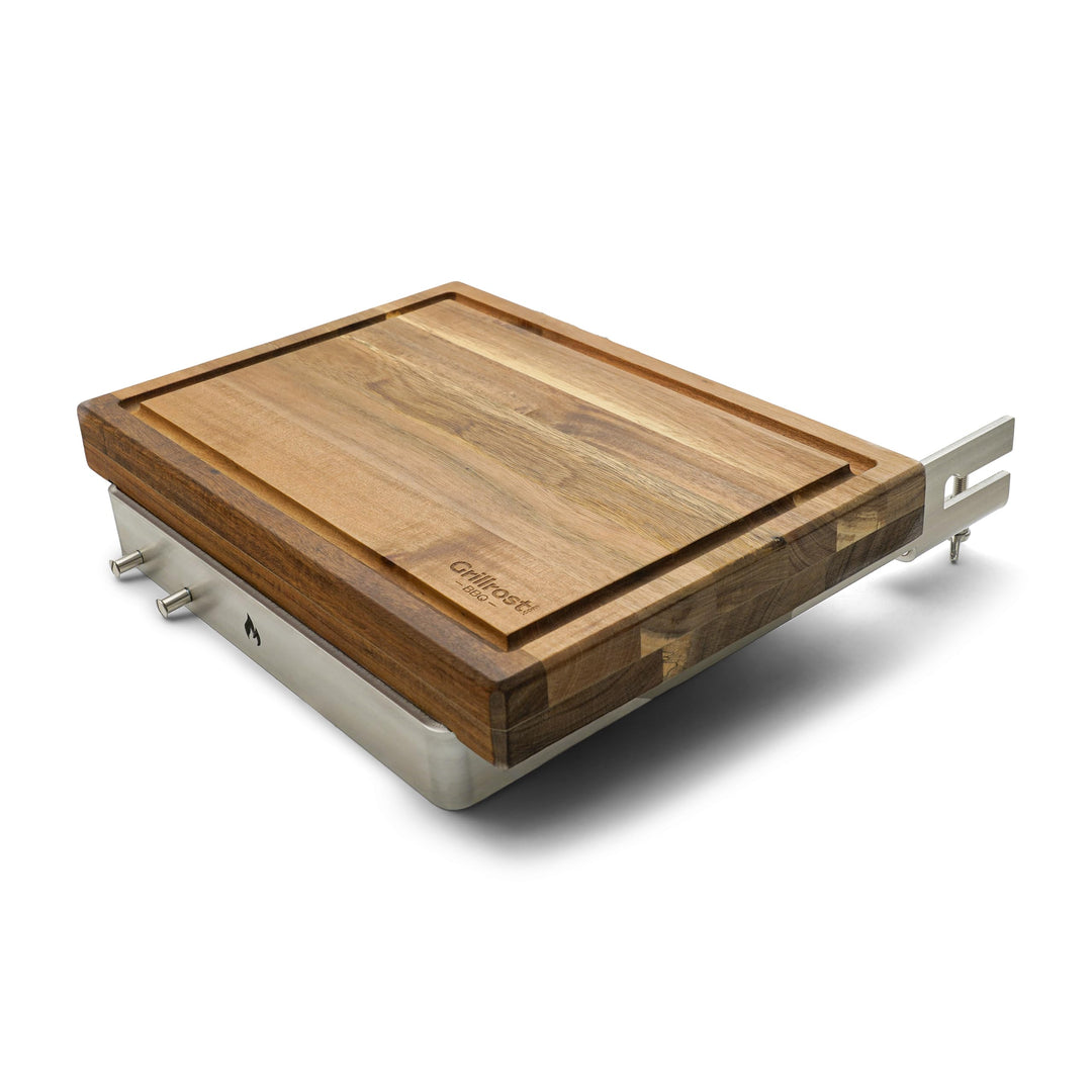 Grillrost.com Das Original Bretthalter für alle Feuerplatten mit 3-12mm Stärke | Buchenholz und Edel