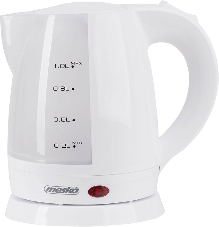 Mesko MS1276 Elektrischer Wasserkocher 1 Liter, Kabellos, BPA-frei, Klein Teekocher Schnurlos, Autom