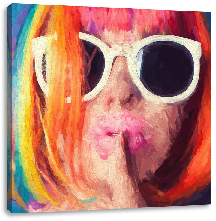 Pixxprint Frau mit Haaren als Leinwandbild Quadratisch/Grösse: 70x70 / Wandbild/Kunstdruck/fertig be