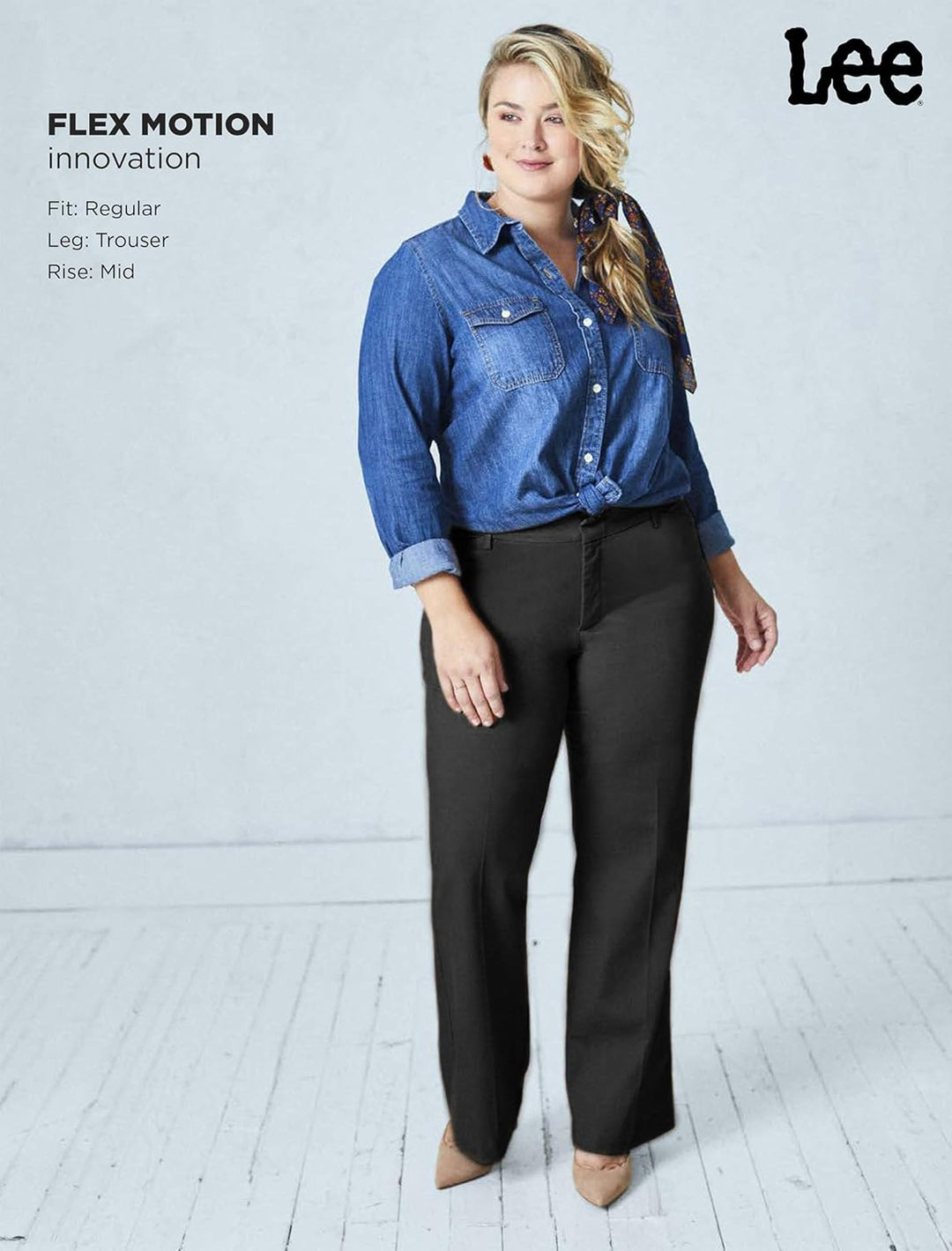 Lee Women's Plus Size Flex Motion Regular Fit Trouser Pant 26 Lang Indigo Rinse, 26 Lang Indigo Rins